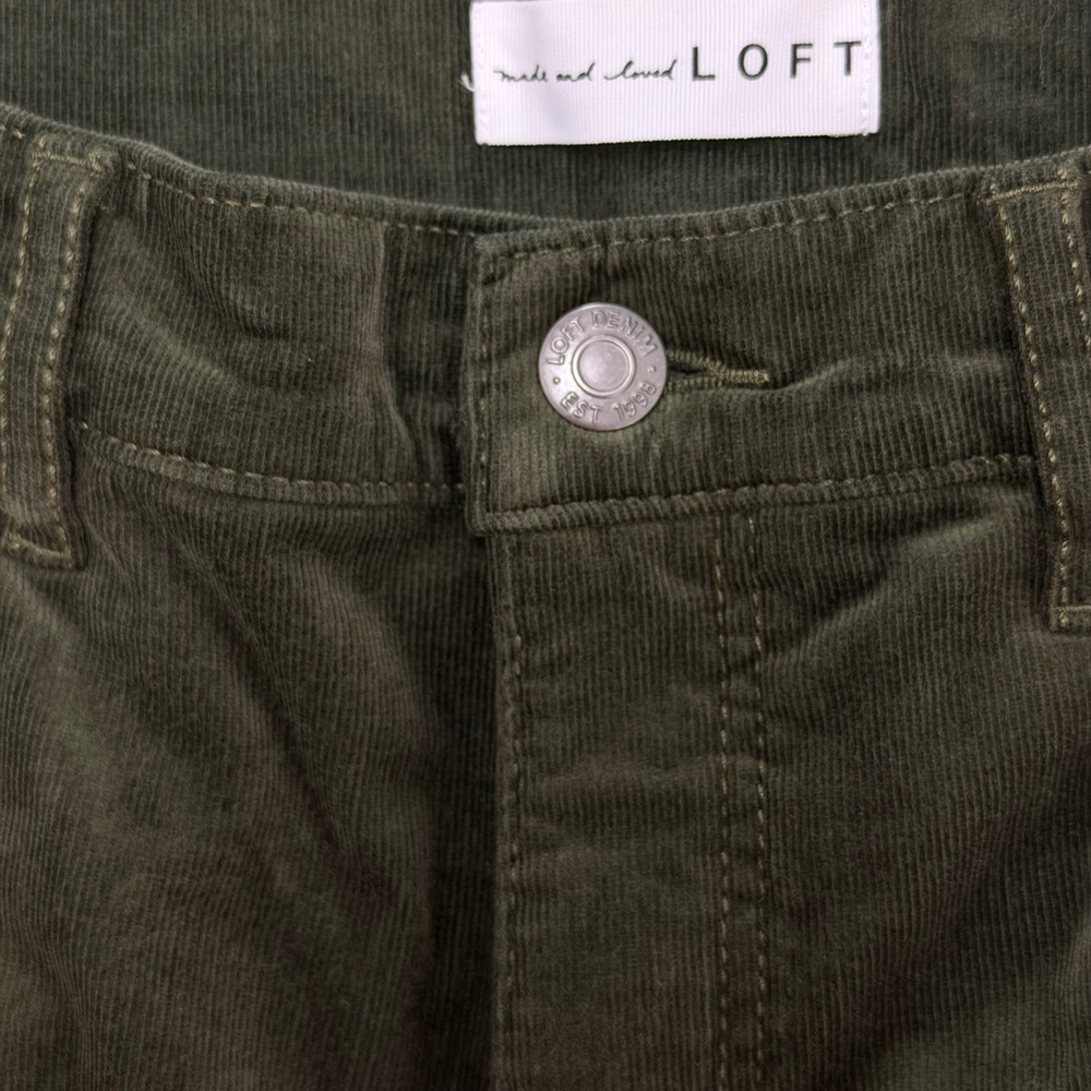 LOFT Corduroy Pants Womens 28/6 Olive Green The Skinny High Rise Stretch NWT - Picture 8 of 16